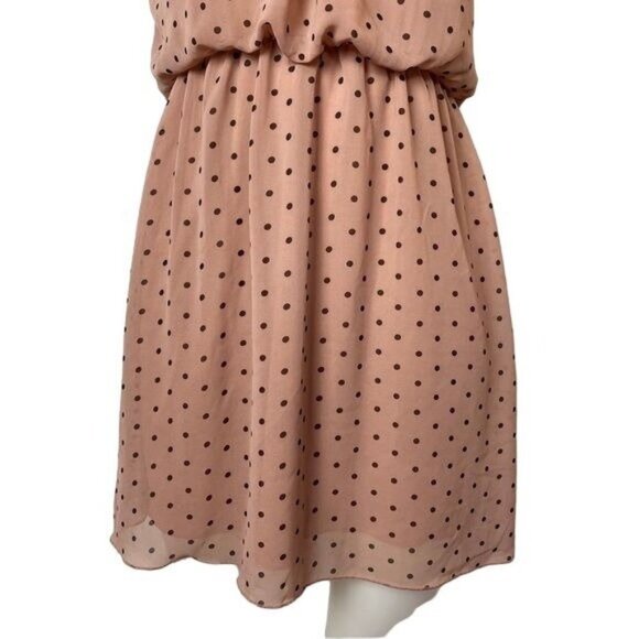Sweet Storm Mauve Pink Black Polka Dot Blouson Dress Size S - Picture 4 of 12